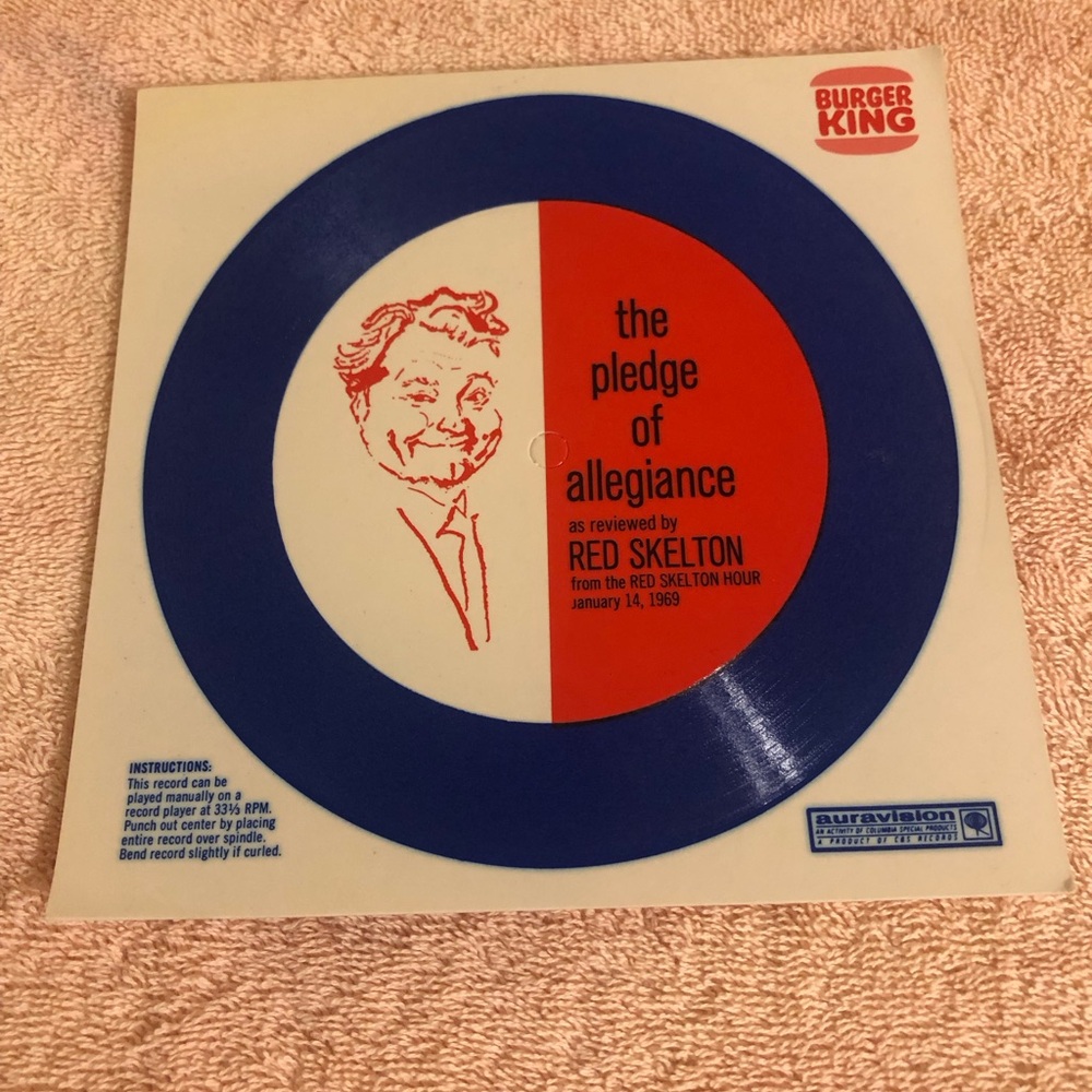 Vintage 1969 Burger King The Pledge of Allegiance Reviewed by Red Skelton